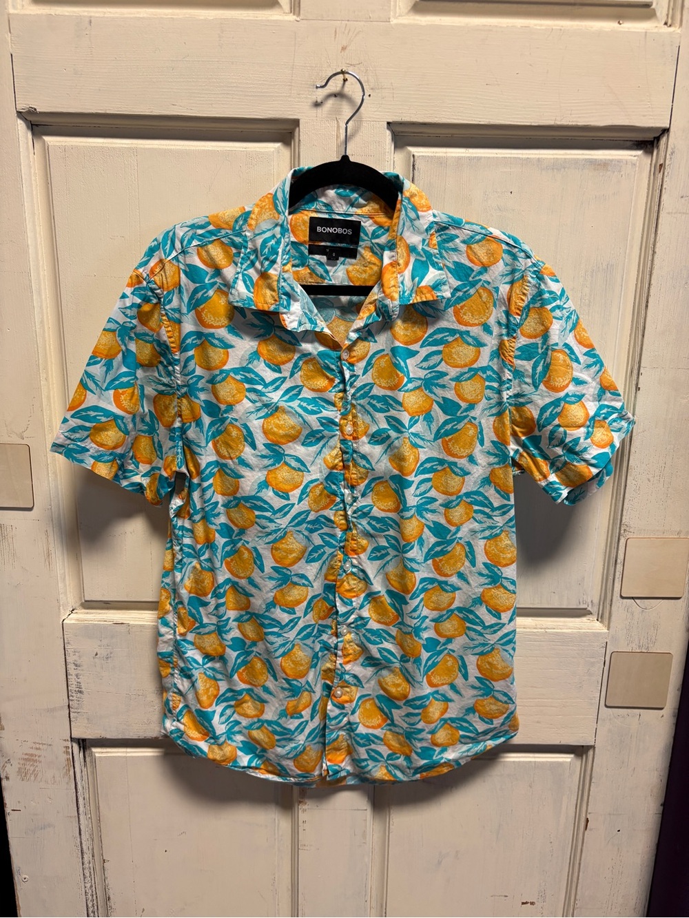 Bonobos Short-Sleeve Lemon Print Button-Down - Teal & Yellow